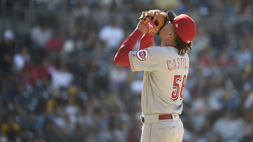 SAN DIEGO, CA - JUNE 3: Luis Castillo #58 of the Cincinnati Reds leaves the game in the fifth inning of a baseball game against the San Diego Padres at PETCO Park on June 3, 2018 in San Diego, California. (Photo by Denis Poroy/Getty Images)