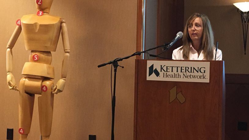 Dr. Nancy Pook, medical director of the Kettering Medical Center emergency department, unveiled a new program at the network to reduce opioid use. KAITLIN SCHROEDER/STAFF