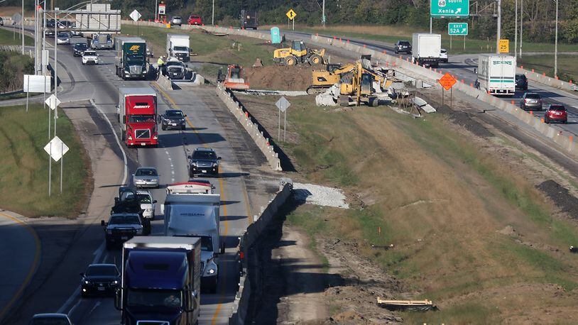 Construction has begun on the widening of Interstate 70 to three lanes between US 68 and Ohio 72 in Clark County. BILL LACKEY/STAFF