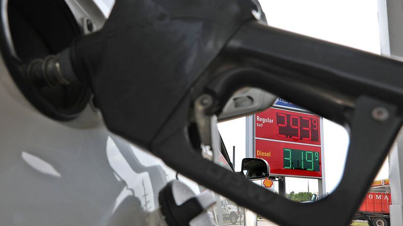 Gas prices are about 73 cents more than they were in Dayton at this time last year. BILL LACKEY/STAFF