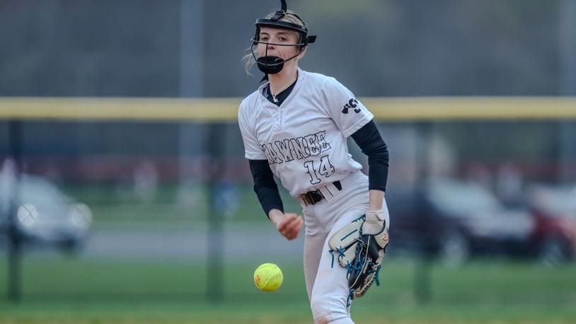 Shawnee High School junior pitcher Aleeseah Trimmer delivers the ball to home plate during their game at Northwestern earlier this season. Michael Cooper/CONTRIBUTED