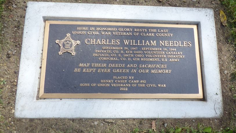 Bronze plaque honoring Charles William Needles as Clark County’s last surviving Civil War Veteran | PROVIDED