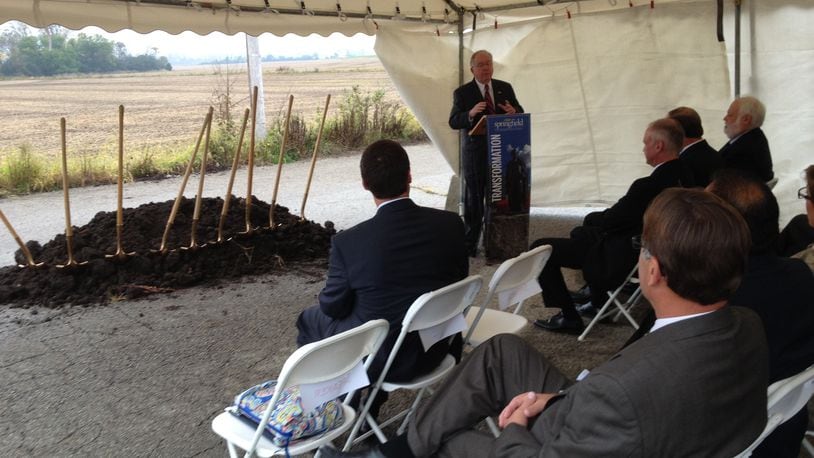 Officials broke ground on Wednesday morning on Prime Ohio II in Clark County. The $8.5 million development is expected to bring up to 1,500 jobs. Photo: Jeff Guerini/Staff