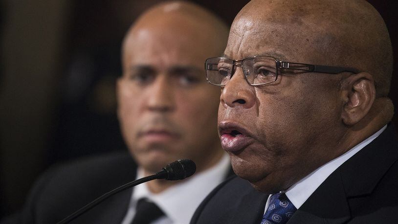 WASHINGTON, USA - January 11: Representative John Lewis testifies against President-elect Trumps nomination of Senator Jeff Sessions to be Attorney General during the Senate Judiciary Committee confirmation hearing at the U.S. Capitol in Washington, USA on January 11, 2017. (Photo by Samuel Corum/Anadolu Agency/Getty Images)