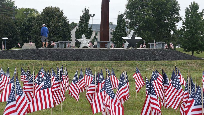 The 9/11 Memorial at Freedom Grove in Urbana during the 9/11 Memorial Ceremony Friday. BILL LACKEY/STAFF
