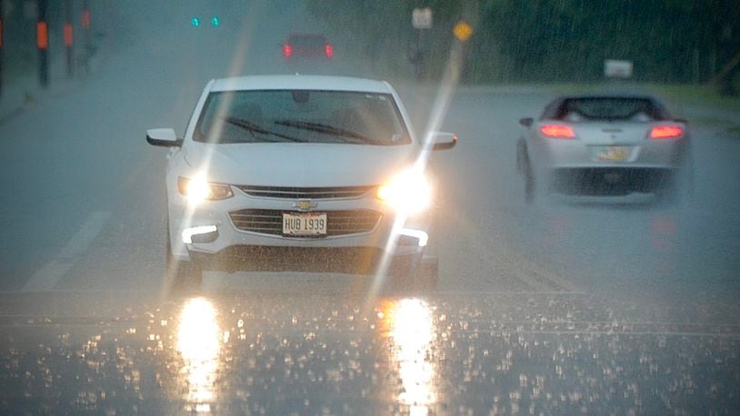 Heavy rainfall hit in Huber Heights on Chambersburg Rd., on Friday night June 18, 2021. MARSHALL GORBY\STAFF