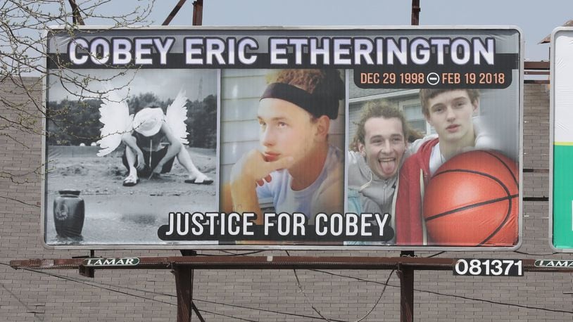 Cobey Etherington’s family has taken out a billboard in Springfield so people don’t forget his case. This is the second family to do this after a shooting death. Bill Lackey/Staff