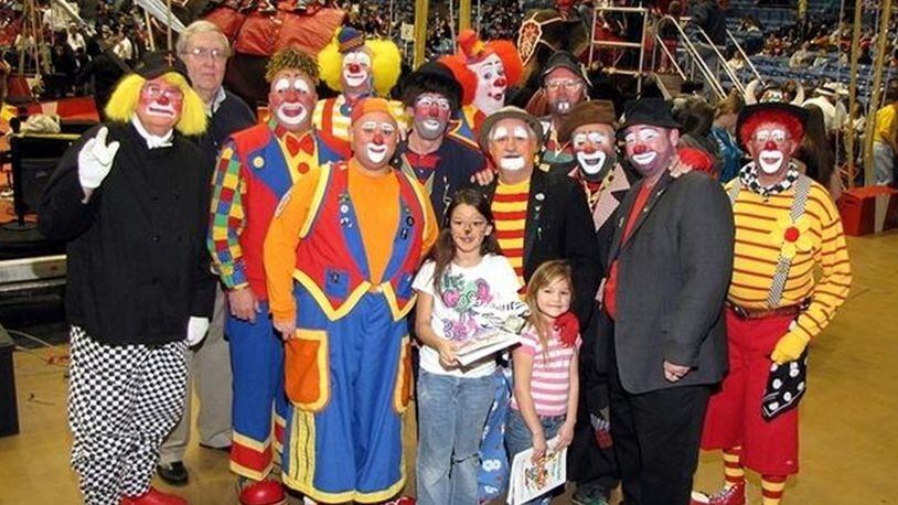 Clowns pose for a photo at a previous Antioch Shrine Circus at the University of Dayton Arena. CONTRIBUTED