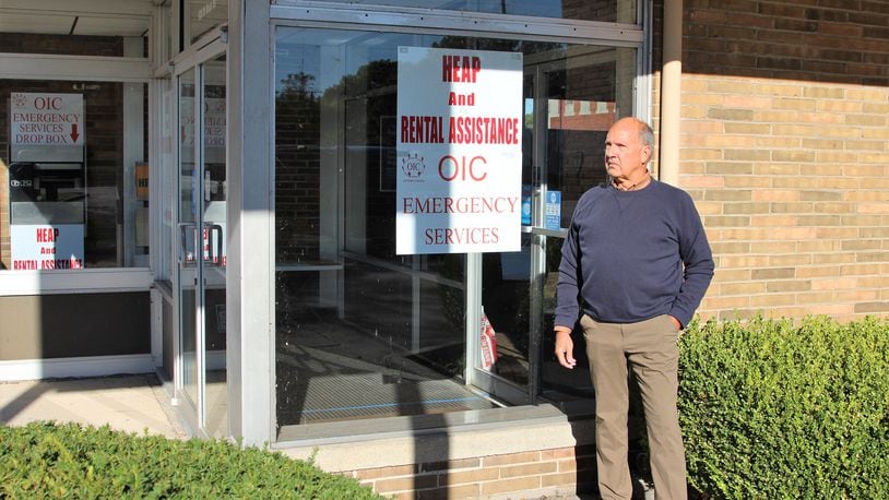 Michael Calabrese, with the OIC of Clark County, stands in front of a building on 920 W. Main St., in Springfield where people can pick up and drop off application forms for rental assistance. His organization has been allocated over $7.6 million in those funds since November. Hasan Karim/Staff