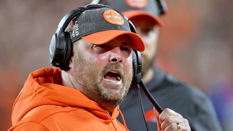 CLEVELAND, OHIO - SEPTEMBER 22: Head coach Freddie Kitchens of the Cleveland Browns yells while on the sidelines during the fourth quarter against the Los Angeles Rams at FirstEnergy Stadium on September 22, 2019 in Cleveland, Ohio. The Rams defeated the Browns 20-13. (Photo by Jason Miller/Getty Images)