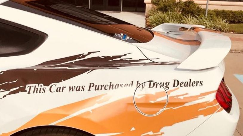 The Fort Bend County Sheriff's Office put a decal on its new cruiser, touting that "This car was purchased by drug dealers."