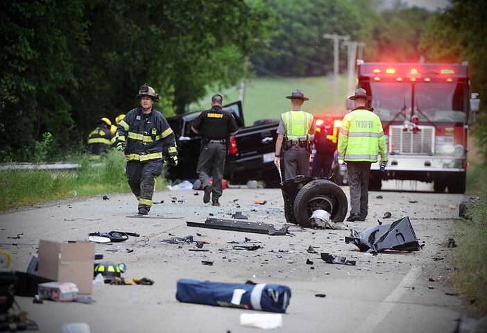 PHOTOS: Head-on crash sends two to hospital in Clark County