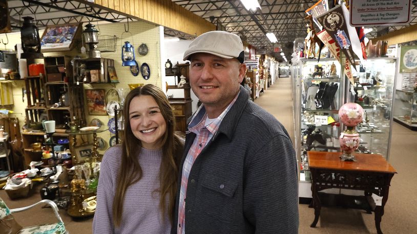 Jacob Berner and his daughter, Kaylin Farmer, hope everyone comes out to see what the Heart of Ohio Antique Center has to offer. Berner and his brother and cousin recently purchased the center. BILL LACKEY/STAFF