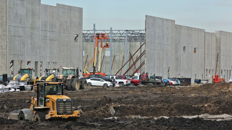 Construction continues on the new Gabe's distribution center at Prime Ohio II Industrial Park Tuesday, March 1, 2022. BILL LACKKEY/STAFF
