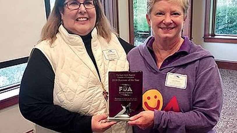 Executive Director Anita Kitchen and Families of Addicts Founder Lori Erion accepting the 2018 Business of the year award by the South Metro Regional Chamber of Commerce. CONTRIBUTED PHOTO