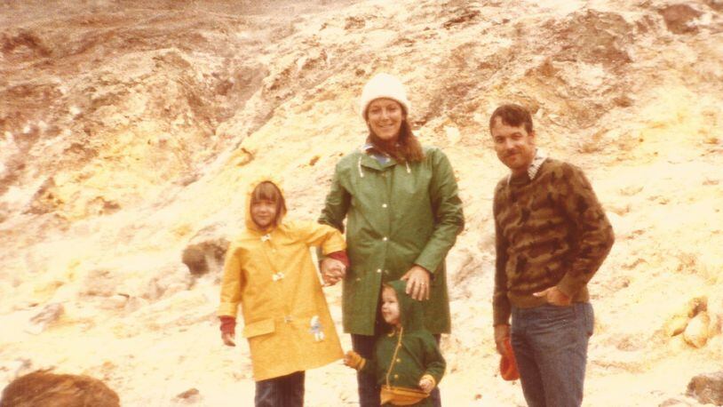 Pam and Rusty Cottrel and daughters Katy and Liz at the yellow sulfur vents near Halemaumau crater of Kilauea. It was at 4000 feet and chilly. PAM COTTREL/CONTRIBUTED