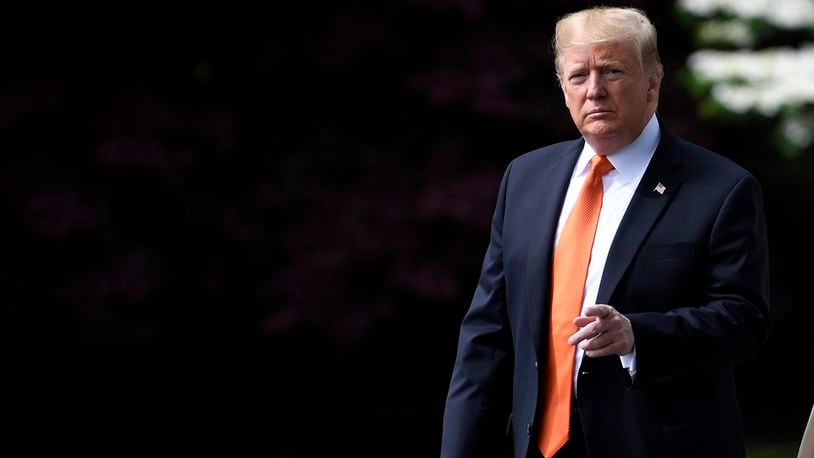 President Donald Trump walks from the Oval Office of the White House in Washington, Wednesday, April 24, 2019, to Marine One on the South Lawn for the short trip to Andrews Air Force Base in Maryland. Trump is heading to Atlanta to speak at a drug abuse summit with first lady Melania Trump. (AP Photo/Susan Walsh)