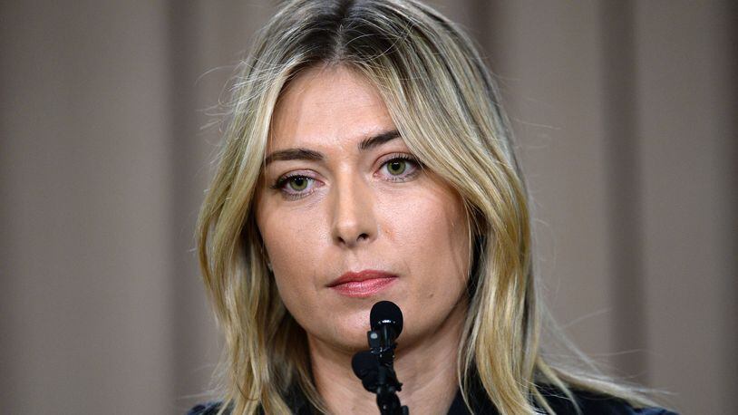 LOS ANGELES, CA - MARCH 7: Tennis player Maria Sharapova addresses the media regarding a failed drug test at the Australian Open at The LA Hotel Downtown on March 7, 2016 in Los Angeles, California. Sharapova, a five-time major champion, is currently the 7th ranked player on the WTA tour. Sharapova, withdrew from this week's BNP Paribas Open at Indian Wells due to injury. (Photo by Kevork Djansezian/Getty Images)