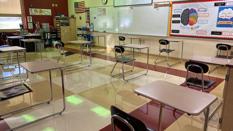 Tecumseh Local Schools will begin the second quarter with in-person learning for some students. Classrooms are spaced out to practice social distancing. CONTRIBUTED