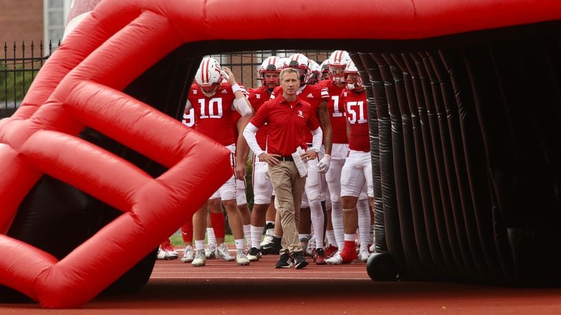 Wittenberg runs onto the field before a game against Wabash on Saturday, Oct. 1, 2022, at Edwards-Maurer Field in Springfield. David Jablonski/Staff