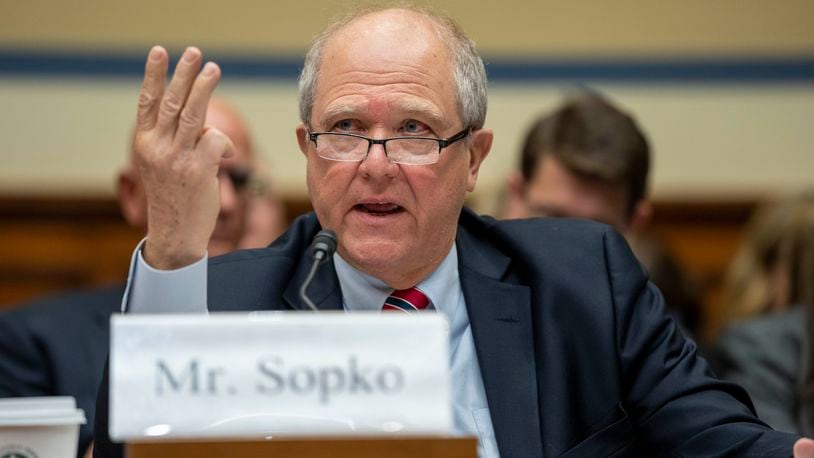 Special Inspector General for Afghanistan Reconstruction (SIGAR) John Sopko speaks during a hearing of the House Oversight and Accountability Committee concerning the U.S. withdrawal from Afghanistan, on Capitol Hill, Wednesday, April 19, 2023, in Washington. (AP Photo/Alex Brandon)