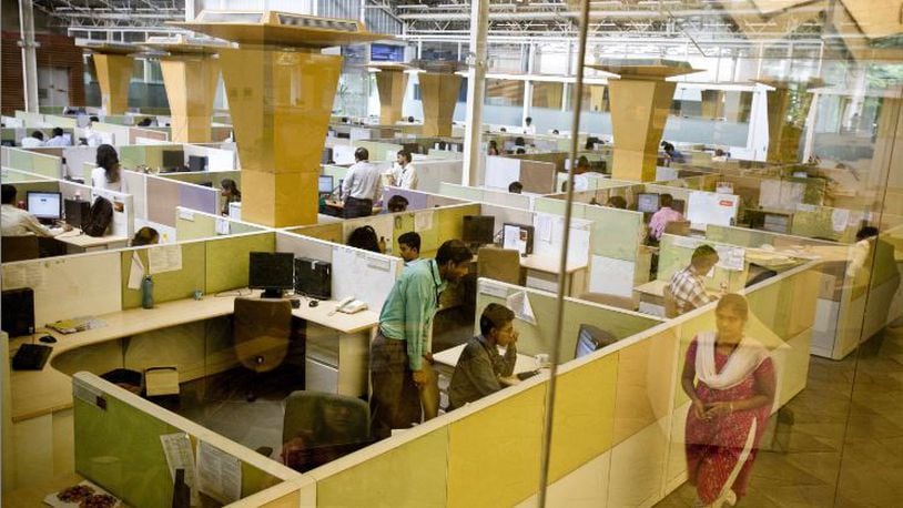 Photo from Tata Consultancy Services offices in Mumbai, India. Credit New York Times