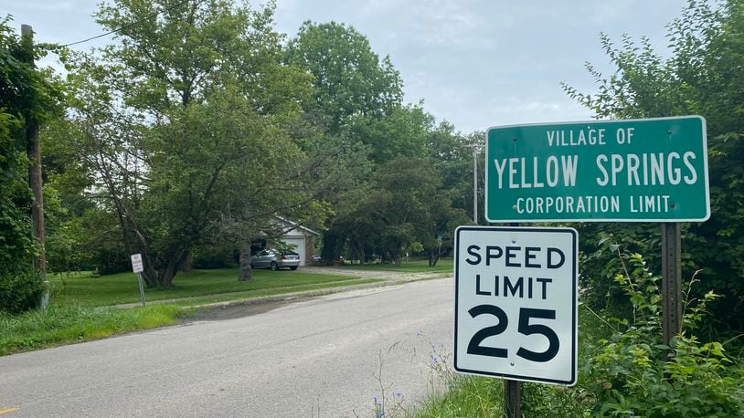 A photo of the Village of Yellow Springs sign on East Hyde Road. Eileen McClory/ Staff