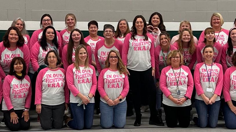 Simon Kenton Elementary School staff are rallying behind and showing support for a teacher Molly Carroll who was recently diagnosed with breast cancer. Contributed/Springfield City School District