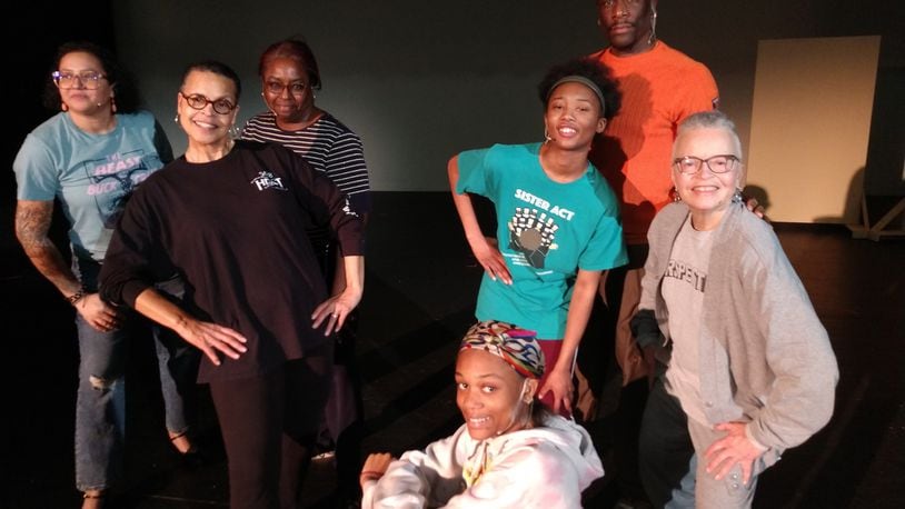The cast of Springfield Civic Theatre's production of "Crowns" takes a break from rehearsal. The story will feature a range of emotions, singing and dancing when it comes to the John Legend Theater, Thursday through Saturday.