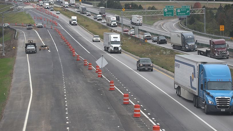 The traffic pattern on Eastbound Interstate 70 will change going through the construction zone between US 68 and Route 72 starting Sunday. BILL LACKEY/STAFF