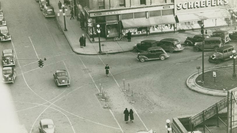 This downtown birds eye view from early in 1939 shows the southeast corner of High and Fountain Streets. PHOTO COURTESY OF THE CLARK COUNTY HISTORICAL SOCIETY