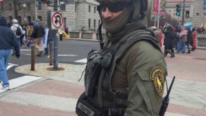 Donovan Cowl of Champaign County is shown Jan. 6, 2021, outside the U.S. Capitol. This image was included in an affidavit filed in U.S. District Court for the District of Columbia as part of a criminal complaint against Crowl for his alleged involvement in the deadly U.S. Capitol riot.