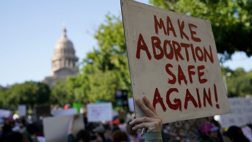 FILE - Demonstrators march and gather near the Texas Capitol following the U.S. Supreme Court's decision to overturn Roe v. Wade, June 24, 2022, in Austin, Texas. A Texas man is petitioning a court to use an obscure legal action to find out who helped his former partner in an alleged out-of-state abortion, setting up the latest test to the limits of statewide abortion bans. (AP Photo/Eric Gay, File)