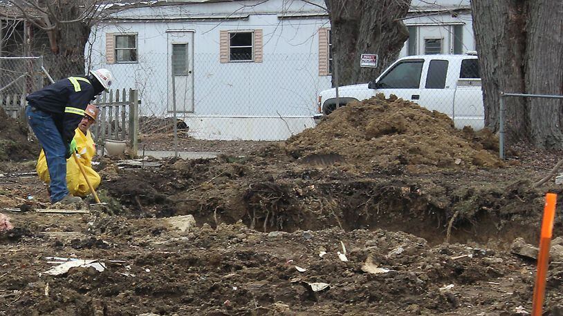 Crews excavating a Bethel Twp. site after the EPA was called there. Jeff Guerini/Staff