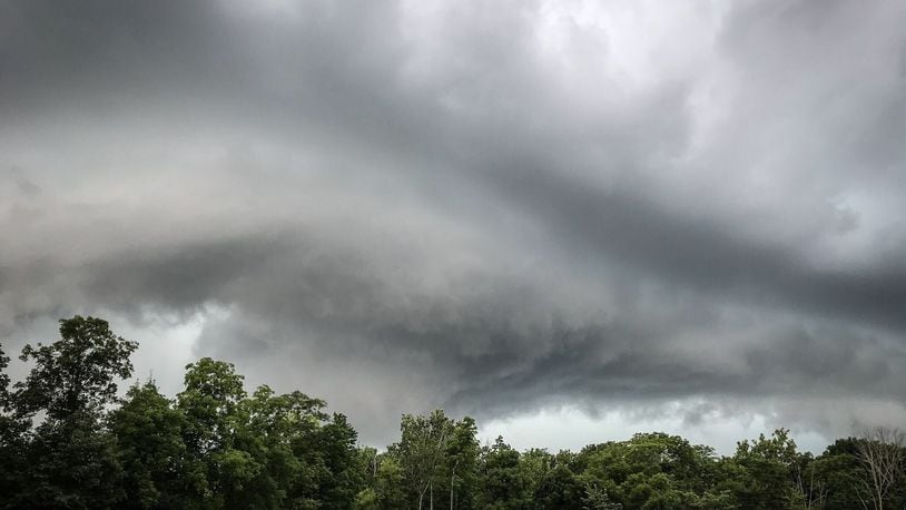 Storms moved into the Miami Valley on Saturday evening in 2020. This photo, taken in Western Montgomery County in Jackson Twp., showed storm clouds. A tornado warning was issued but expired without incident.
