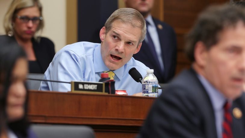 WASHINGTON, DC - JUNE 10: House Judiciary Committee member Rep. Jim Jordan (R-OH) argues with the chairman during a hearing about the Mueller Reporter in the Rayburn House Office Building on Capitol Hill June 10, 2019 in Washington, DC. The committee heard testimony from former Chief White House Counsel John Dean, who went to prison for his role in the Watergate burglaries and subsequent cover-up and became a key witness for the investigation and ultimate resignation of President Richard Nixon in 1974. (Photo by Chip Somodevilla/Getty Images)