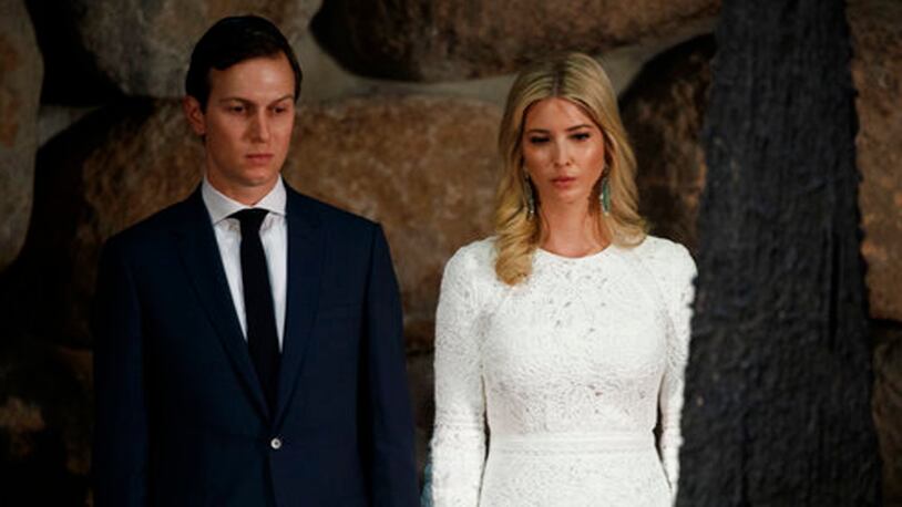 In this May 23, 2017, photo, White House senior adviser Jared Kushner, left, and his wife Ivanka Trump watch during a visit by President Donald Trump to Yad Vashem to honor the victims of the Holocaust in Jerusalem. The Washington Post is reporting that the FBI is investigating meetings that Trumpâs son-in-law, Kushner, had in December 2016, with Russian officials. Kushner, a key White House adviser, had meetings late last year with Russiaâs ambassador to the U.S., Sergey Kislyak, and Russian banker Sergey Gorkov. (AP Photo/Evan Vucci)