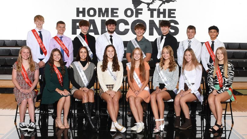 The Graham High School Homecoming Court:
Front row, left to right: Ivy Hatfield, Mia Traylor, Mazzy Johnson, Reese Fisher, Lilly Blair, Madison Lute, Marlee Kite, Gretchen Boggs.
Back Row, left to right: Jack Bonham, Josh Black, Josh Still, Spencer Hannahs, Jack Boggs, Ben Sells, Eli Hollingsworth, Adam Levy.
The game starts at 6:30 p.m. on Friday, Sept. 23.