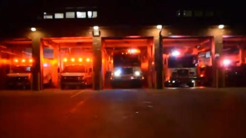 The Sterling Fire Department created a festive light display set to music. (Photo: Screengrab via Sterling Fire Department)
