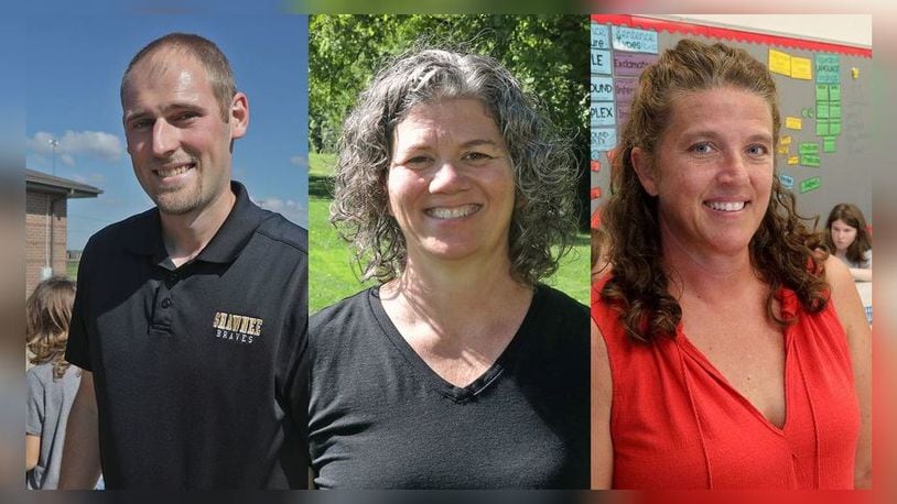 Some of the many teachers who are making a difference in the classroom: (from left to right) John Campbell, gifted coordinator at Clark-Shawne Elementary School; Angela Jones, science teacher at Tecumseh High School; and Stacie Tillman, fourth grade teacher at Rolling Hills Elementary School.