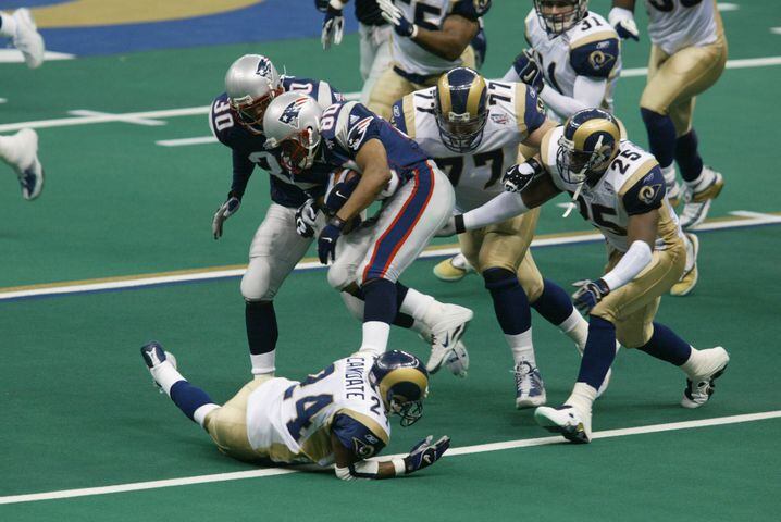 2002: Tom Brady & the New England Patriots began their reign with an unexpected 20-17 Super Bowl victory against the St. Louis Rams.