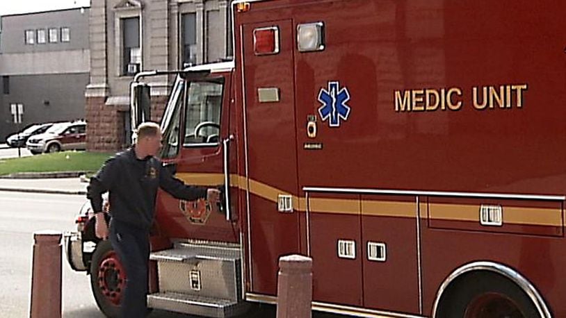 Springfield Fire/Rescue Division medics responded to a call Friday morning after a man overdosed on the third floor of the Clark County Municipal Court. JEFF GUERINI/STAFF