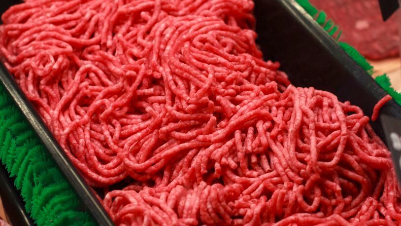 FILE - Ground beef is displayed for sale at a market in Washington, Saturday, April 1, 2017. The U.S. Department of Agriculture will test ground beef samples for bird flu particles, though officials said Tuesday, April 30, 2024, they're confident the nation's meat supply is safe. (AP Photo/J. Scott Applewhite, File)
