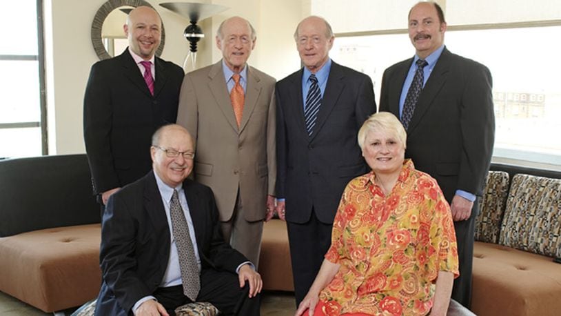 The Levin Foundation Board. Front Row (sitting) L-R Peter Wells, Trustee; Karen Levin Executive Director
Back Row (standing) L-R Ryan Levin, Trustee; Lou Levin, Trustee; Al Levin, Trustee; Howard Michaels, Trustee