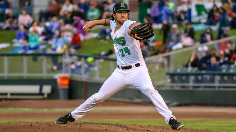 Dayton Dragons starter Lyon Richardson had a career-high seven strikeouts, giving up one earned run against the Burlington Bees on Saturday night at Fifth Third Field. The Dragons lost their third straight game, falling to the Bees 3-1. Michael Cooper/CONTRIBUTED