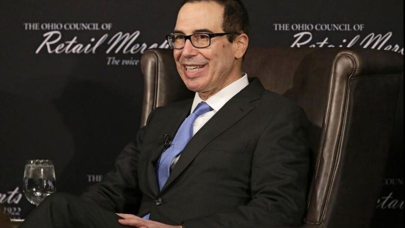 U.S. Treasury Secretary Steven Mnuchin said in Ohio Tuesday that the GOP tax proposals are aimed at spurring job creation and economic growth. PABLO MARTINEZ MONSIVAIS/ASSOCIATED PRESS B