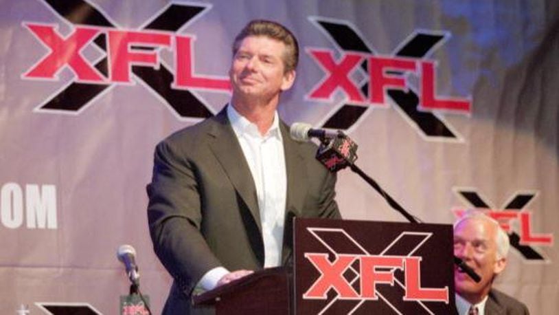 12 Jul 2000: Vince McMahon talks during the XFL Press Conference at the House of Blues in Los Angeles, California. (Photo: Tom Hauck  / Allsport via Getty Images)