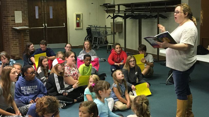 Co-director Tonya Reynolds leads a rehearsal of the Springfield Jr. Civic Theatre’s production of Disney’s Beauty and the Beast, Jr. CONTRIBUTED