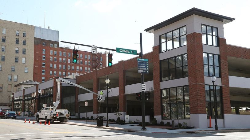 A ribbon cutting ceremony for the new parking garage in downtown Springfield will by held Friday, May 8, 2020. BILL LACKEY/STAFF