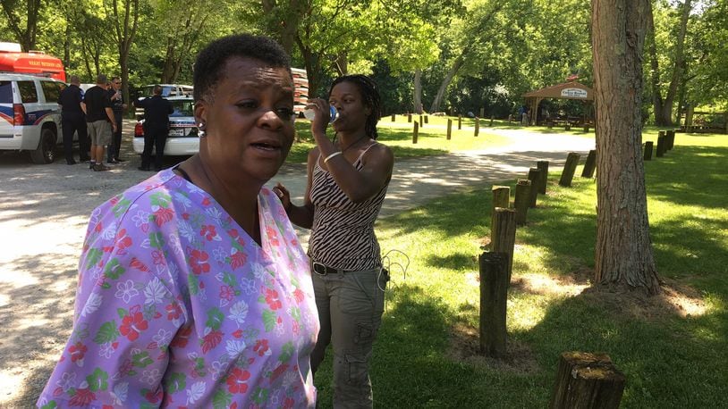 Michelle Winston, the aunt of drowning victim D’James Moore, 17, said the family has closure after crews found his body Wednesday afternoon. JOHN BEDELL / STAFF